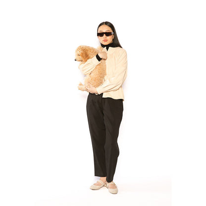 Contemponari Women Corduroy Solid Beige Winter Jacket