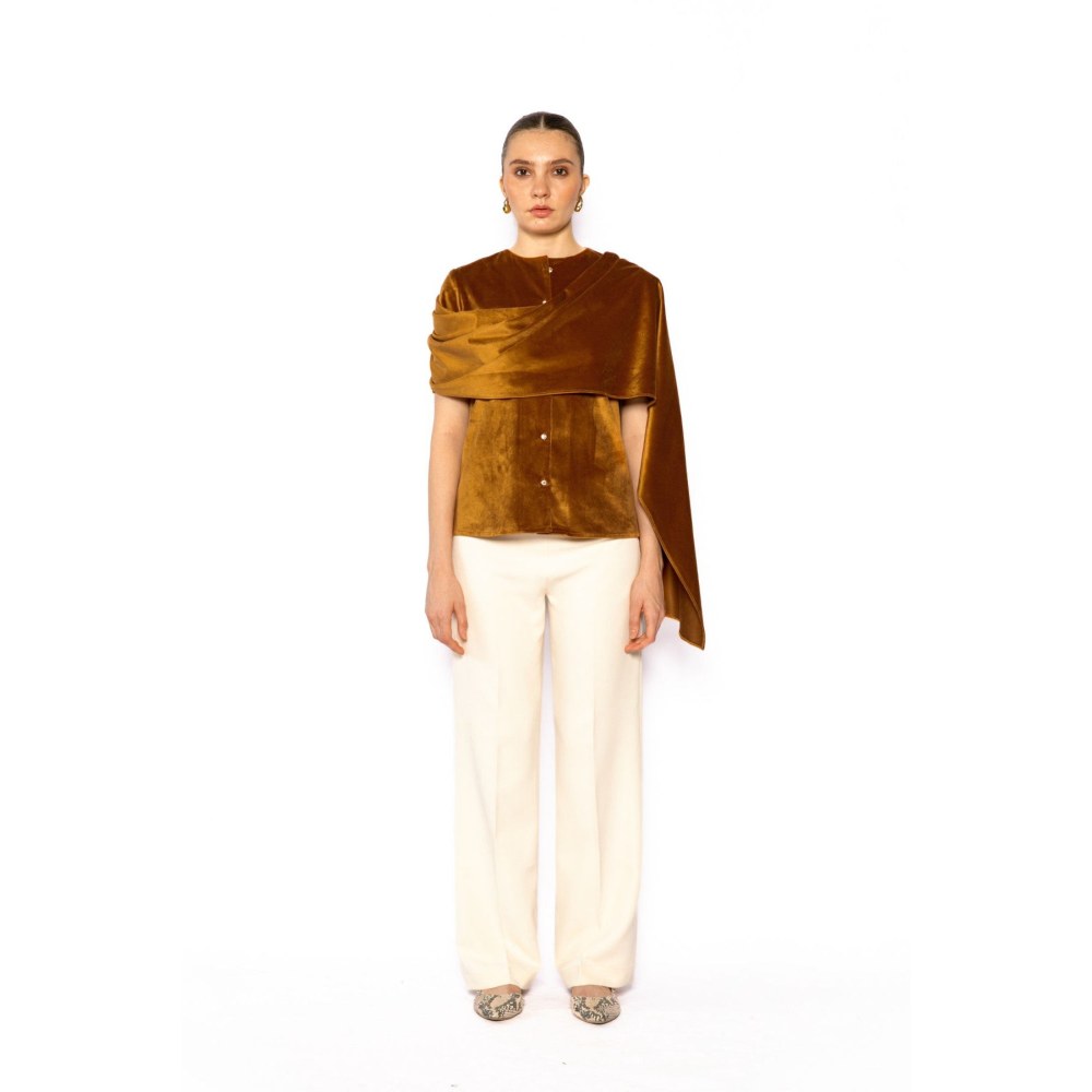 Contemponari Womens Pegasus Solid Brown Shirt