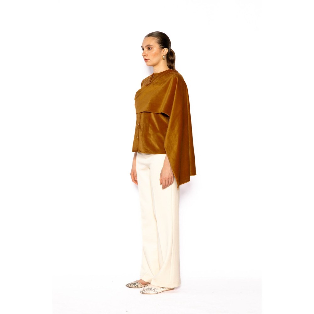 Contemponari Womens Pegasus Solid Brown Shirt