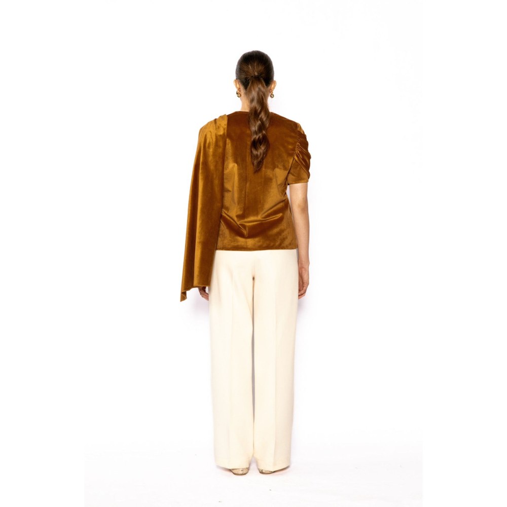 Contemponari Womens Pegasus Solid Brown Shirt