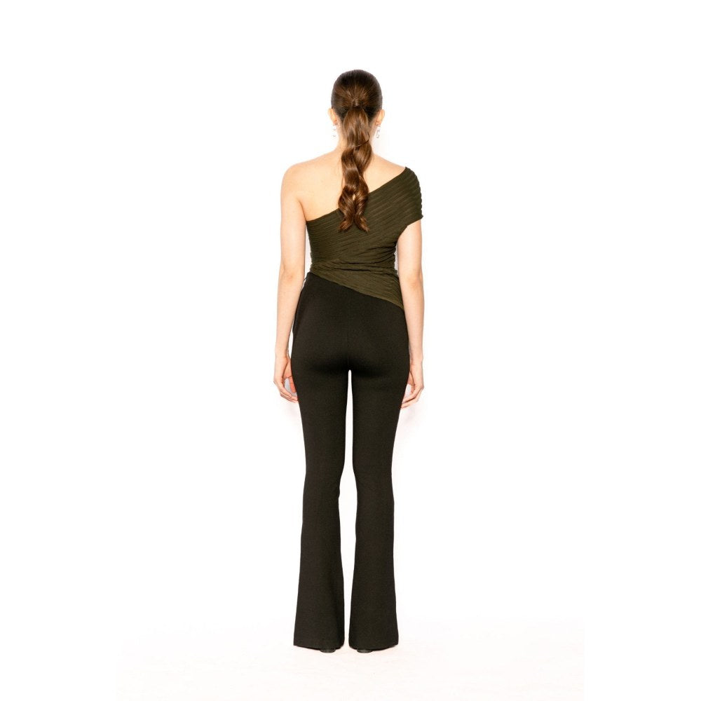 Contemponari Womens Circe Solid Olive Top