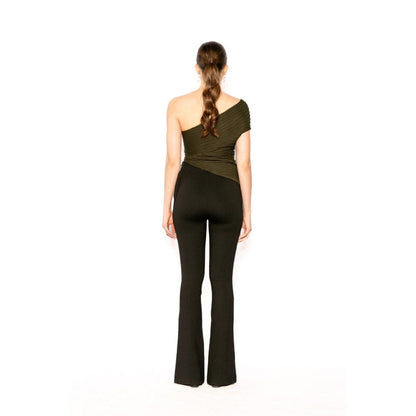 Contemponari Womens Circe Solid Olive Top