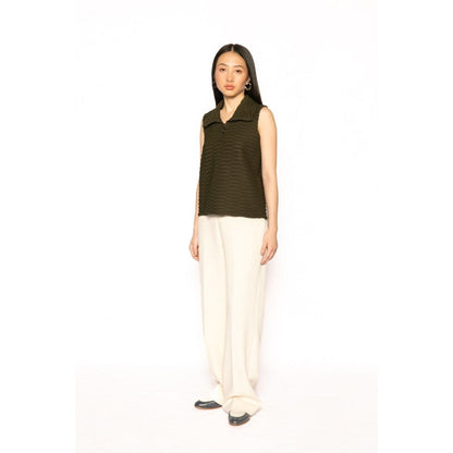 Contemponari Womens Ajax Solid Olive Top