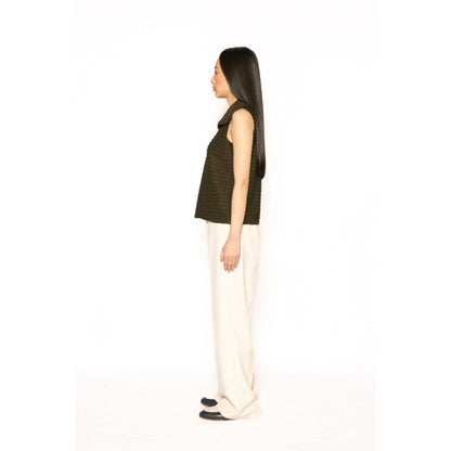 Contemponari Womens Ajax Solid Olive Top