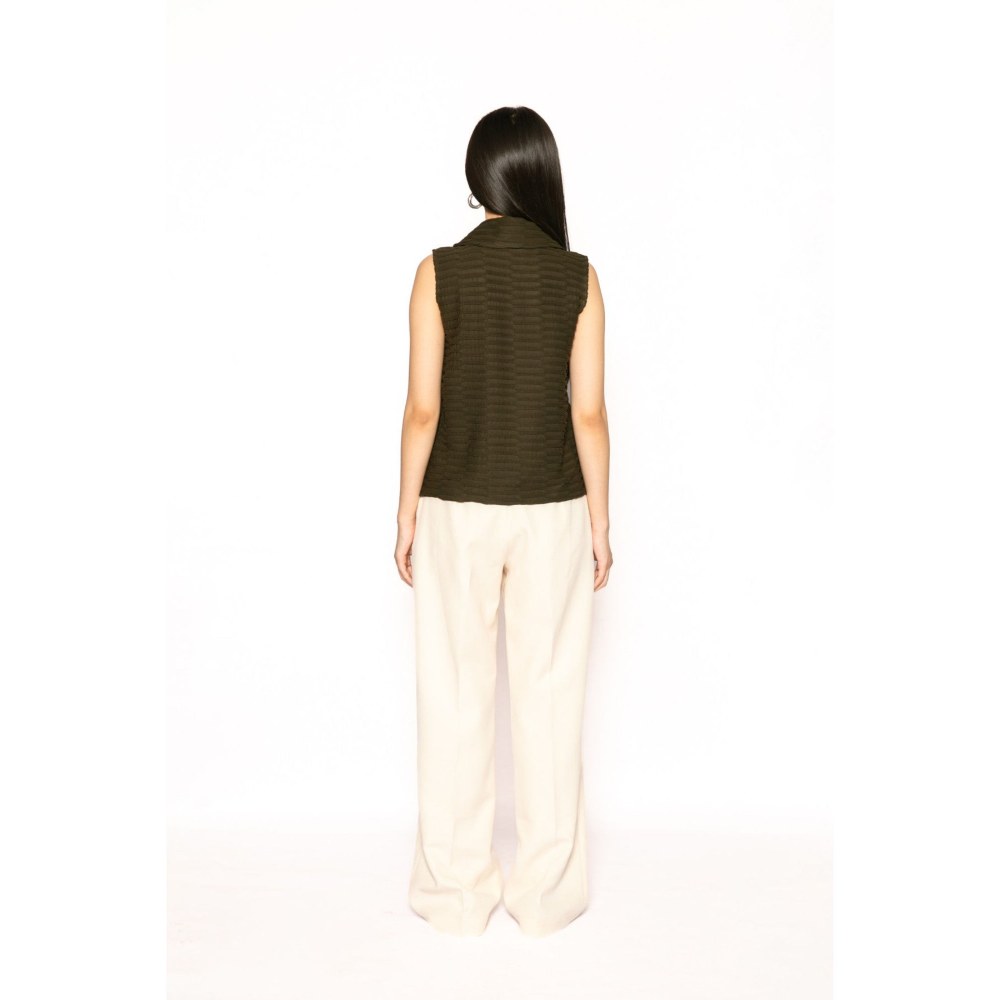 Contemponari Womens Ajax Solid Olive Top