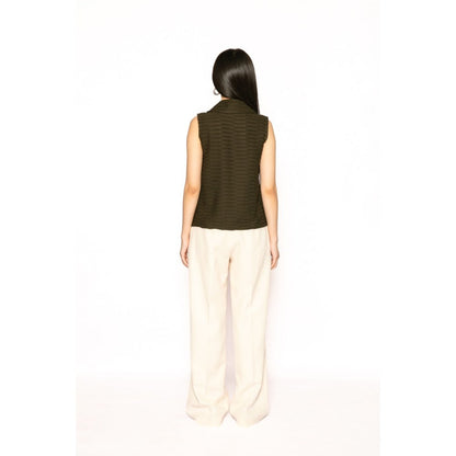 Contemponari Womens Ajax Solid Olive Top