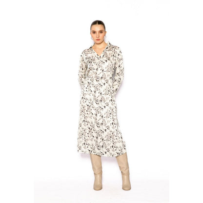 Contemponari Womens Homer Printed White Dress