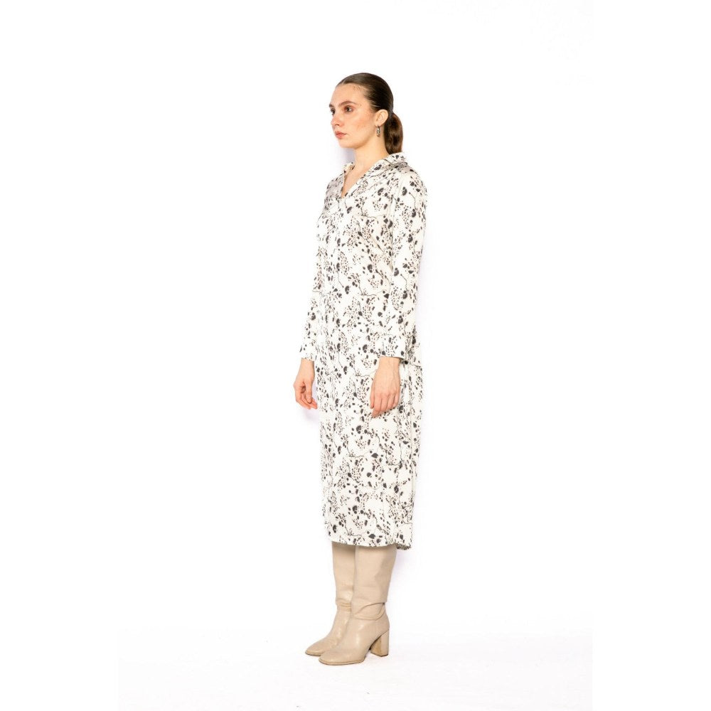 Contemponari Womens Homer Printed White Dress