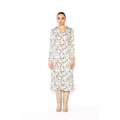 Contemponari Womens Homer Printed White Dress