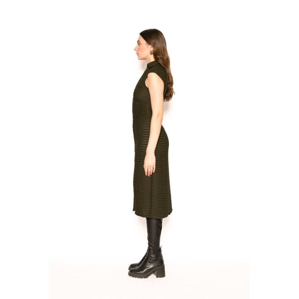 Contemponari Womens Ursa Textured Green Dress