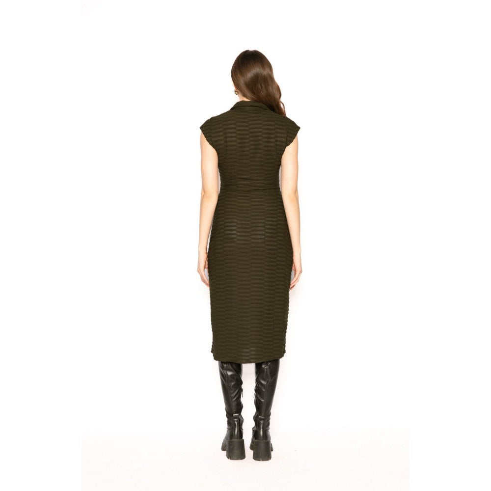 Contemponari Womens Ursa Textured Green Dress