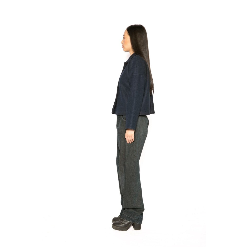Contemponari Womens Xenia Solid Blue Jacket