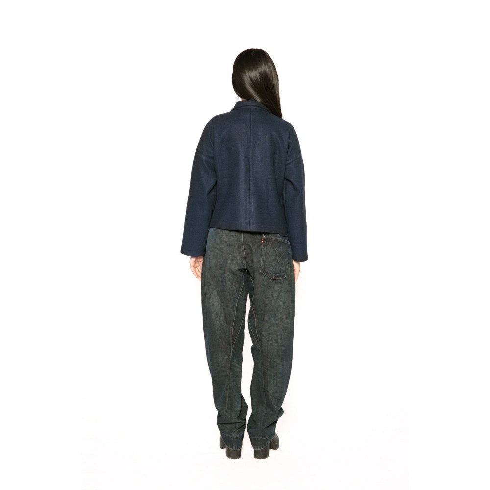 Contemponari Womens Xenia Solid Blue Jacket