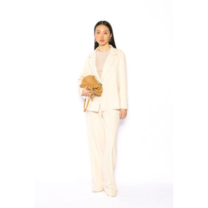 Contemponari Womens Phoenix Solid Beige Blazer