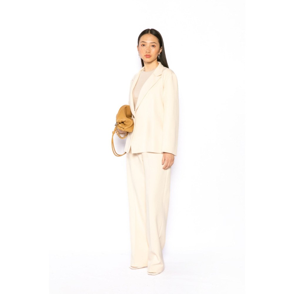 Contemponari Womens Phoenix Solid Beige Blazer