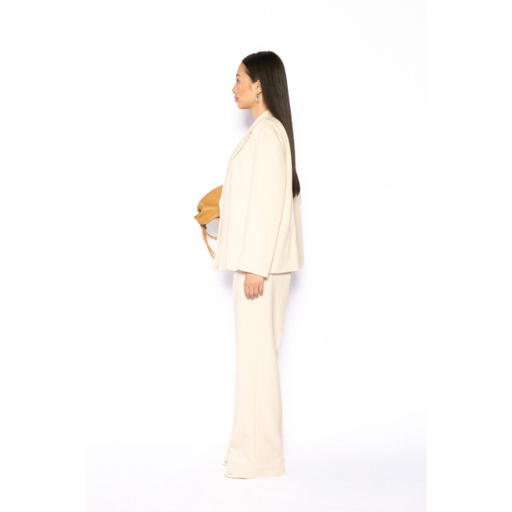 Contemponari Womens Phoenix Solid Beige Blazer
