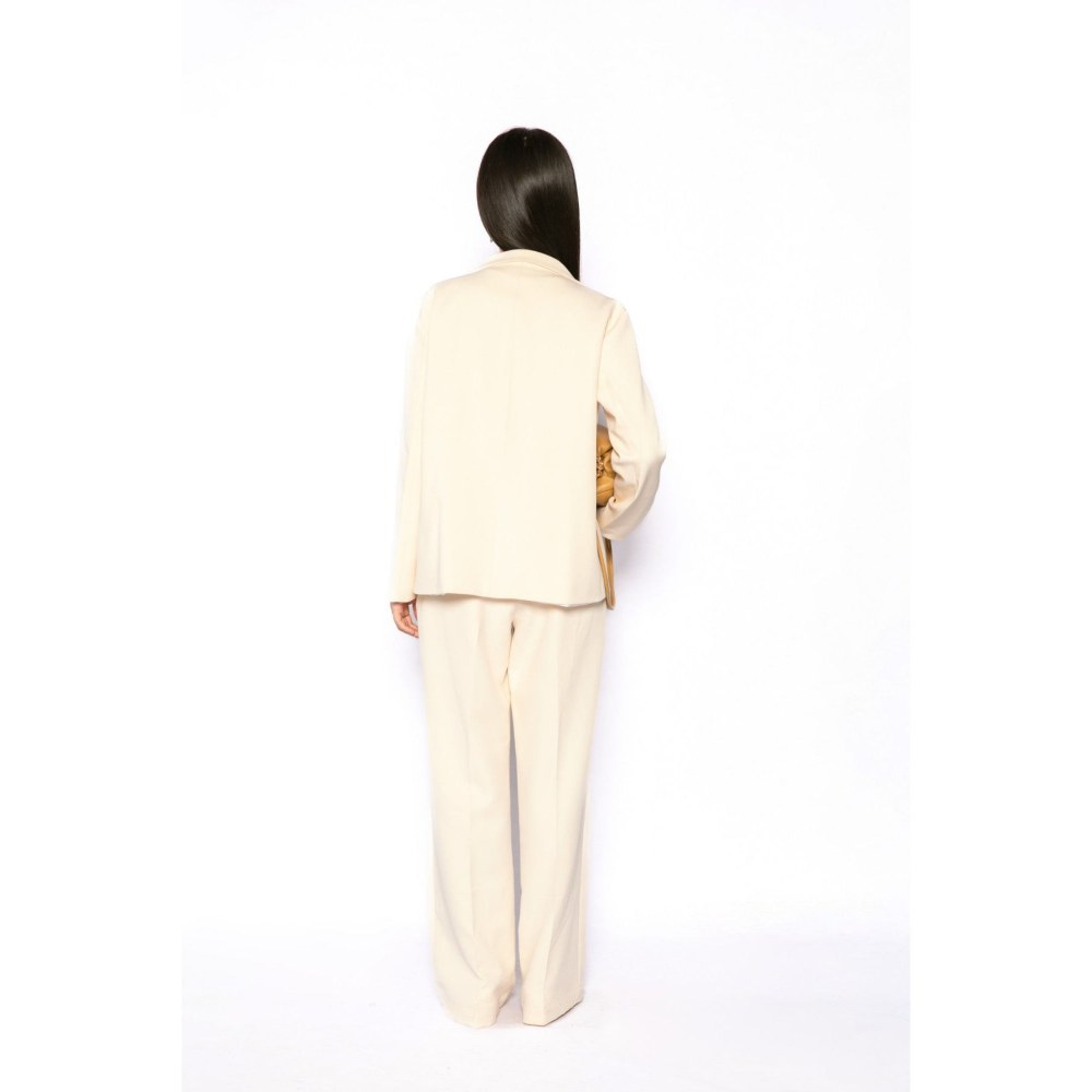 Contemponari Womens Phoenix Solid Beige Blazer