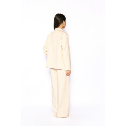 Contemponari Womens Phoenix Solid Beige Blazer