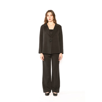 Contemponari Womens Phoenix Solid Black Blazer
