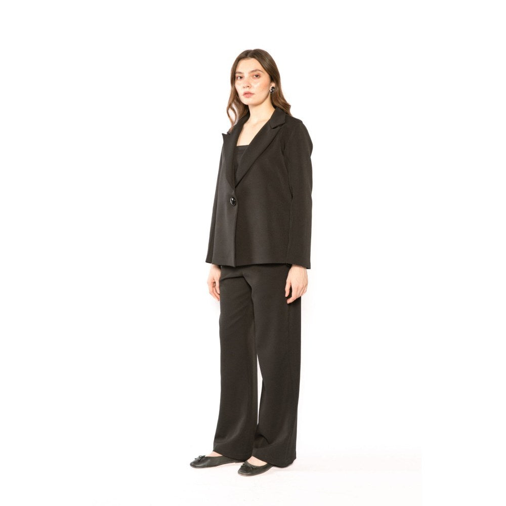 Contemponari Womens Phoenix Solid Black Blazer
