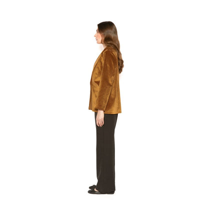 Contemponari Womens Aquila Solid Brown Blazer