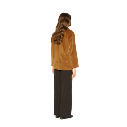Contemponari Womens Aquila Solid Brown Blazer