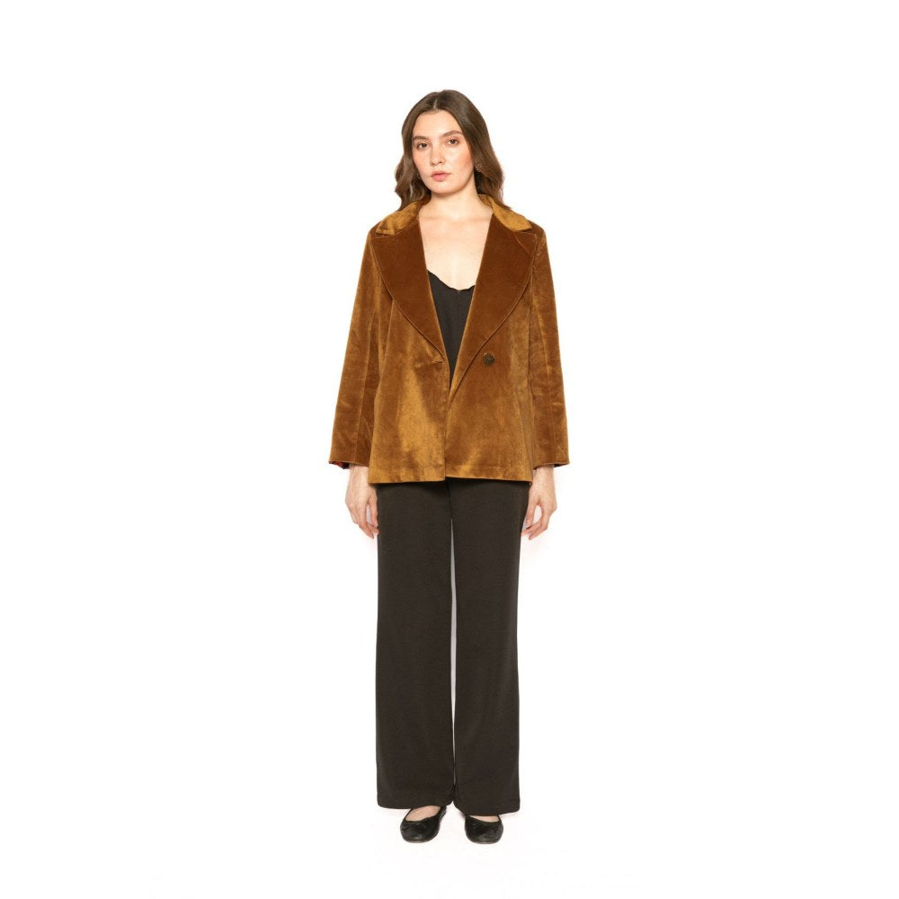 Contemponari Womens Aquila Solid Brown Blazer