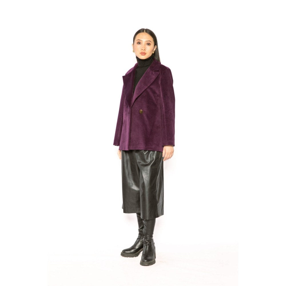 Contemponari Womens Aquila Solid Purple Blazer
