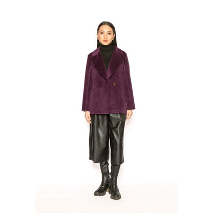 Contemponari Womens Aquila Solid Purple Blazer