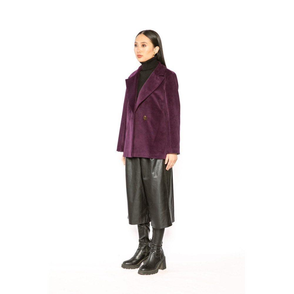 Contemponari Womens Aquila Solid Purple Blazer