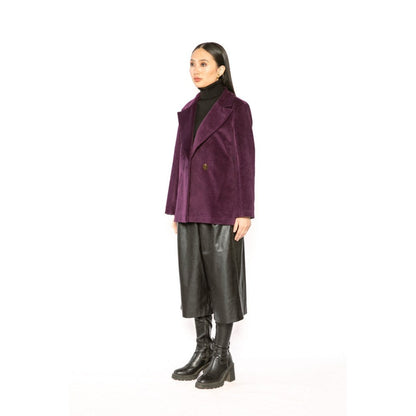 Contemponari Womens Aquila Solid Purple Blazer