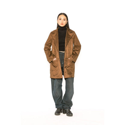 Contemponari Womens Leo Solid Brown Coat
