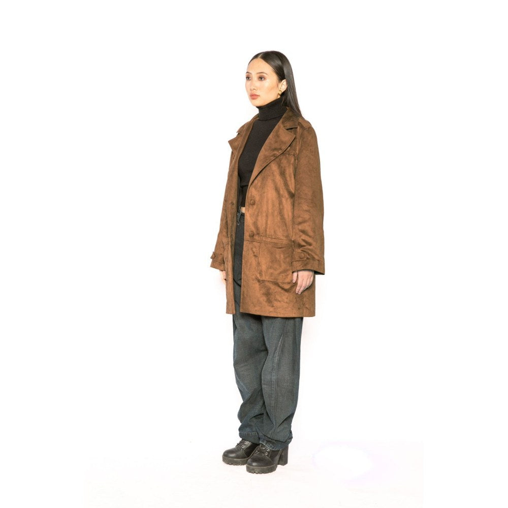 Contemponari Womens Leo Solid Brown Coat