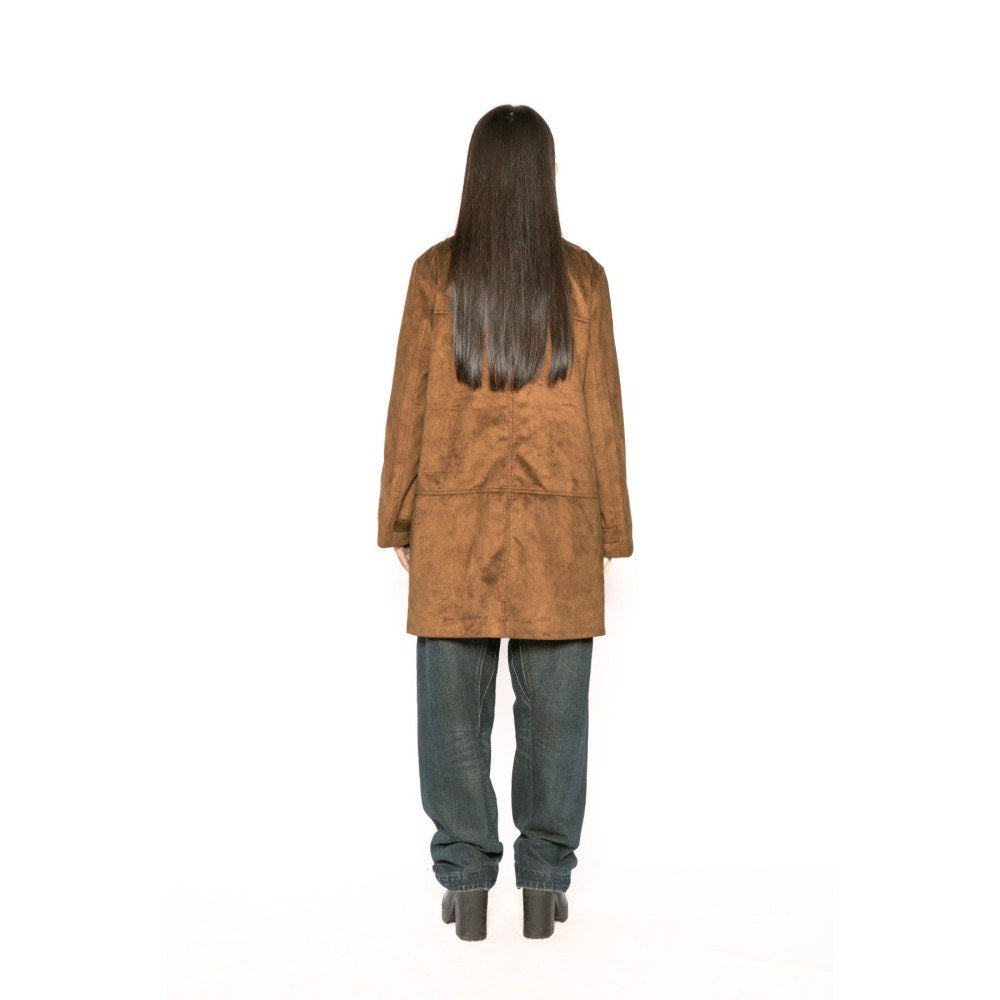 Contemponari Womens Leo Solid Brown Coat