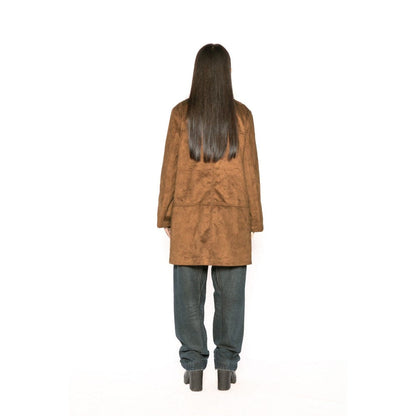 Contemponari Womens Leo Solid Brown Coat