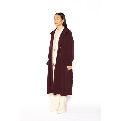 Contemponari Womens Penelope Solid Wine Coat