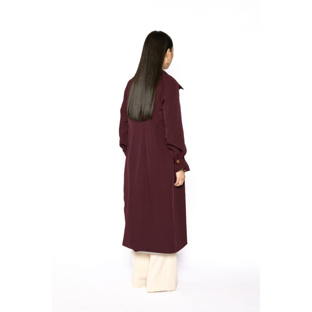 Contemponari Womens Penelope Solid Wine Coat