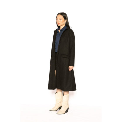 Contemponari Womens Hades Solid Black Coat