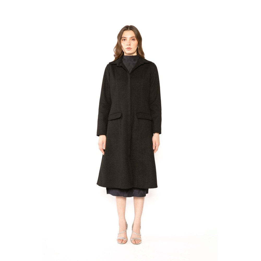 Contemponari Womens Hades Solid Black Coat