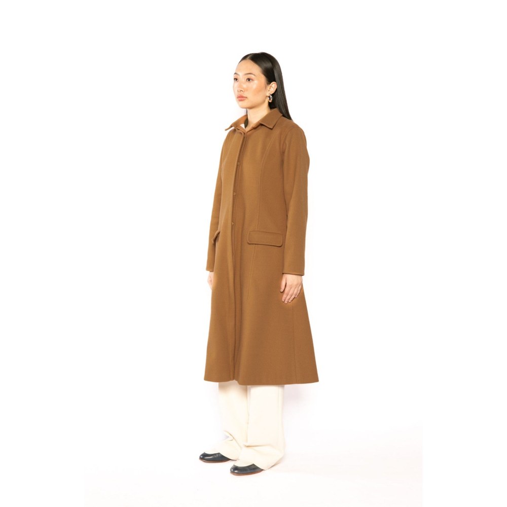Contemponari Womens Hades Solid Brown Coat