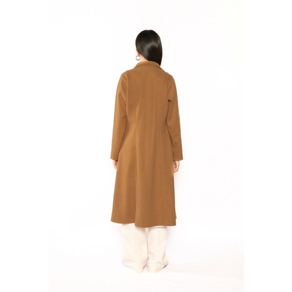 Contemponari Womens Hades Solid Brown Coat
