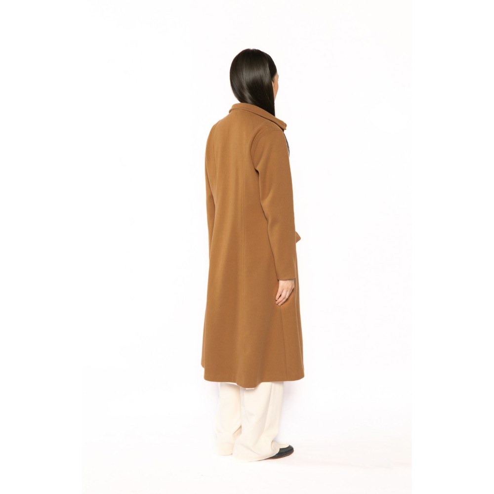 Contemponari Womens Hades Solid Brown Coat