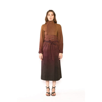 Contemponari Womens Penelope Ombre Multi-Color Coat with Belt