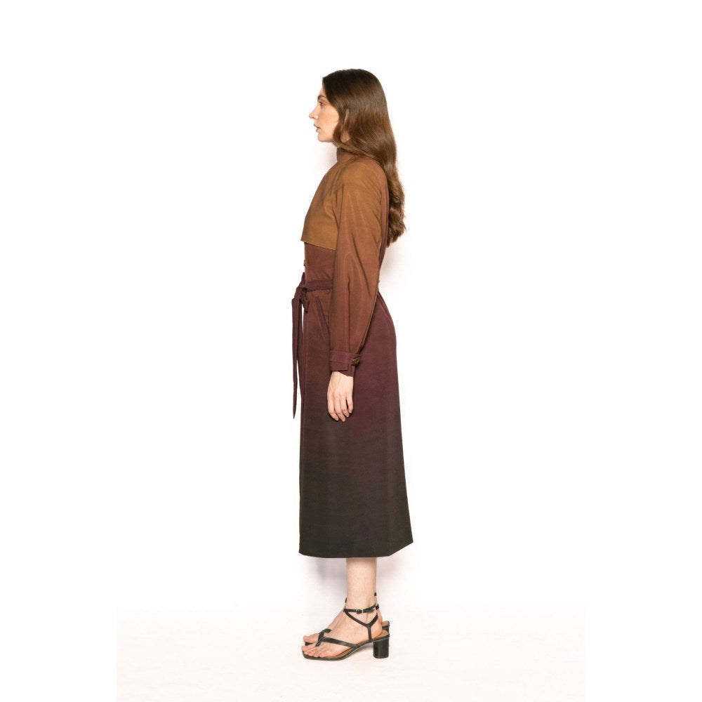 Contemponari Womens Penelope Ombre Multi-Color Coat with Belt