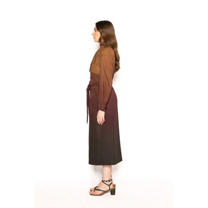 Contemponari Womens Penelope Ombre Multi-Color Coat with Belt