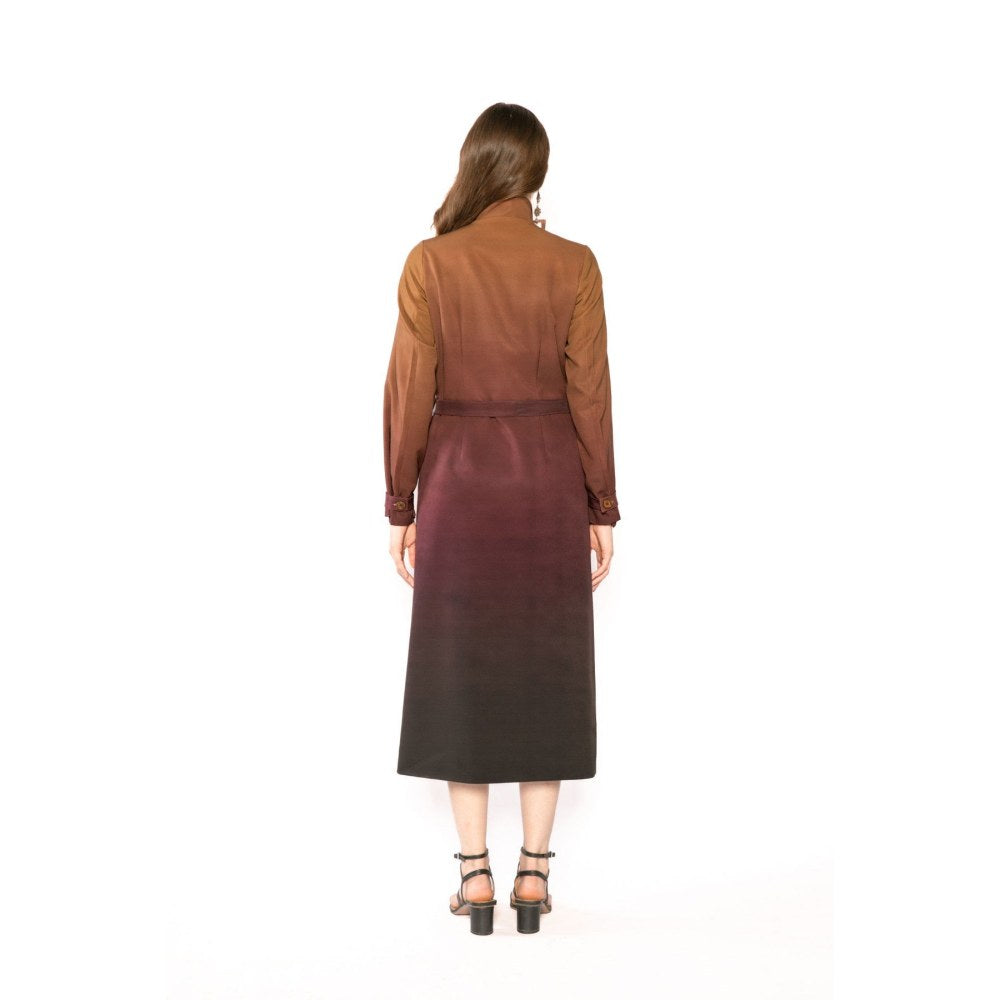 Contemponari Womens Penelope Ombre Multi-Color Coat with Belt