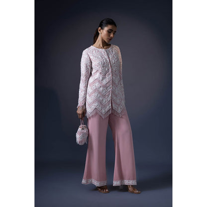 Daatri by meenakshi kakkar Pink Tassel Jacket with Flared Pants (Set of 2)