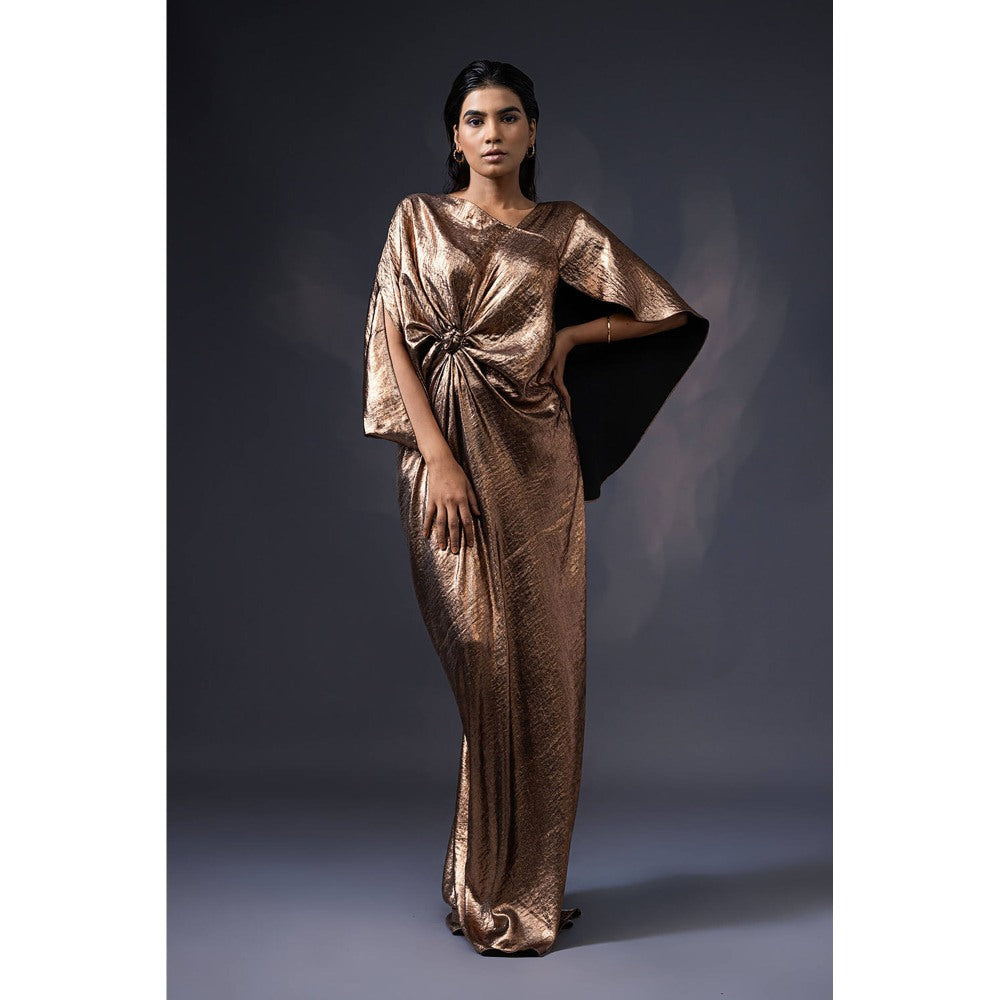 Daatri by meenakshi kakkar Gold Metallic Draped Gown