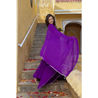 DEASHA INDIA Adhira True Purple Anarkali with Pant and Dupatta (Set of 3)