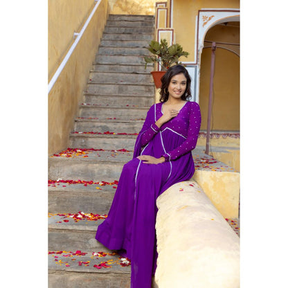 DEASHA INDIA Adhira True Purple Anarkali with Pant and Dupatta (Set of 3)
